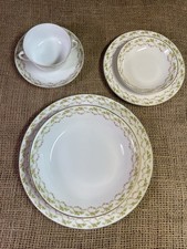 6 Piece Place Setting German Bavarian China w/Gold Trim - Vintage