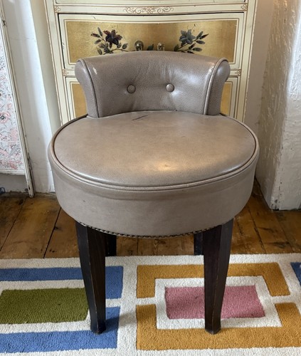 Grey leather vanity chair low - leather,