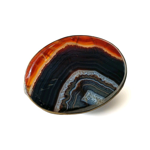 Vintage banded agate brooch - banded,