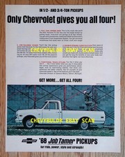 1968 Chevy C/10 Pickup Lrg Vintage Ad "...Only Chevrolet Gives You All Four!"