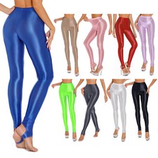 Womens High Waist Glossy Shiny