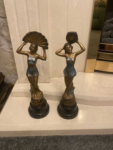 Pair spelter art - pair, deco