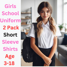 Girls School Shirt Blouse Top WHITE 2 PAIRS Uniform Age 3-18