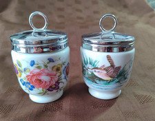 VINTAGE ROYAL WORCESTER LARGE EGG CODDLERS FLORAL & BIRDS (WRENS GOLDCREST)