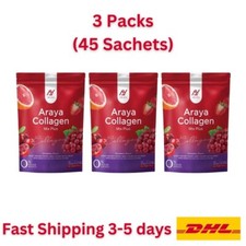 3x ARAYA Collagen Mix Plus Powder Supplement Brightening Skin Strawberry Flavor