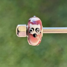 Authentic trollbeads OOAK unique glass bead purple raccoon armadillo critter