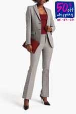 RRP€1184 GIAMBATTISTA VALLI Trousers IT40 US4 S Wool Blend Checked Made in Italy