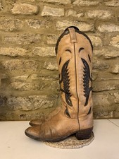 Sendra Brown Black Embroidered Leather Womens Cowboy Boots UK 6 EU39 Knee Length
