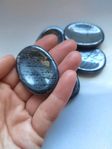 Hematite worry stone - hematite,