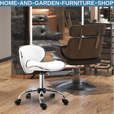 Beauty Salon Chair 360-Swivel Chrome Base Armless w/ Adjustable Height White