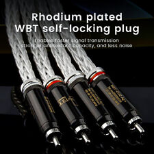 Pair 8AG Silver Plated OCC 16 Strands HIFI Audio Cable RCA interconnect cable