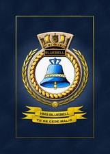 HMS BLUEBELL FRAMED SHIPS CRESTS - HUNDREDS OF HM SHIPS IN STOCK