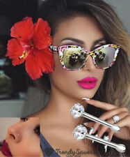 PAIR Women Solid 925 Sterling Silver Diamond Micro Nose Stud Crystal Bone Stud