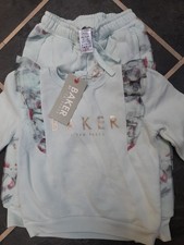 Ted Baker kids' frill set tracksuit  light mint green with floral print. 12/18m