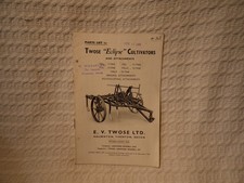 Vintage Twose Eclipse Cultivator Farming Tractor Parts Price List 1944