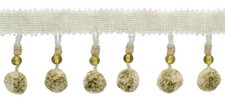 Beaded Tassel Fringe Trim with Pompom Ball, Color# VL06 [Sold By The Yard]