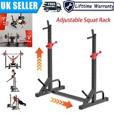 Adjustable Squat Bench Press Rack Stand Spotters Dip Bars Weight Lifting Gym UK