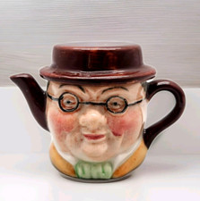 Vintage Artone Lidded Mini Character Teapot Mr Pickwick Jug Toby Face Doubleside