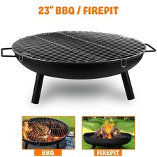 LARGE PATIO BBQ PATIO BOWL FIRE PIT HEATER FOLDING GARDEN OUTDOOR CAMPING GRILL 