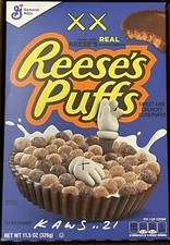 Limited Edition Blue Kaws Reeses Puffs Cereal Box SIGNED