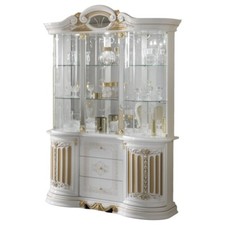 New Betty Italian High Gloss White & Gold 3 Door Display Cabinet