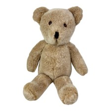 Vintage Alresford Crafts Teddy Bear Blonde Beige Plush 16” Made in England Sits