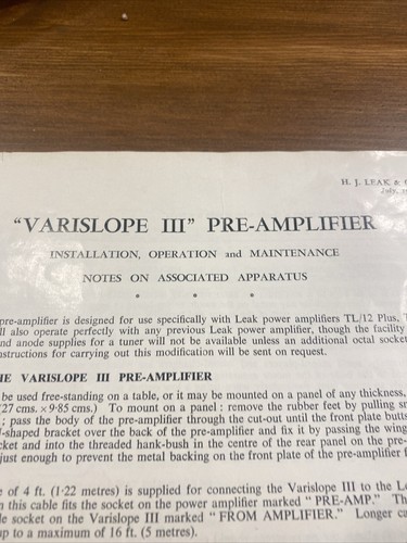 Leak amplifier pre - pre,
