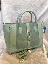 BESSIE STUNNING TWO TONE GREENS NEW SEASONS TOTE IN A FAUX SUEDE/LEATHER MIX 