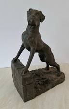 Heredities Bronzed Resin Figure of a Boxer Dog , Alert with Front Paws on Wall
