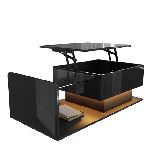 Led light coffee table - up,