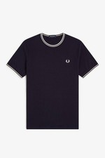 Fred Perry T-shirt Con Doppia Riga Blu - Taglia L Abbigliamento Uomo T-shirts