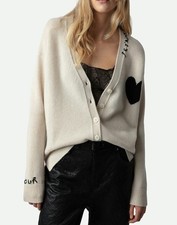 Lady New Zadig & Voltaire Heart-shaped Cashmere Blended knitted Cardigan Sweater
