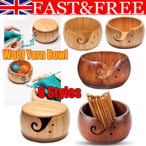 Wooden yarn bowl wool - wool, holder