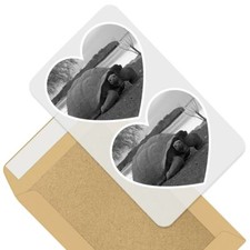 2 x Heart Stickers 10 cm - BW