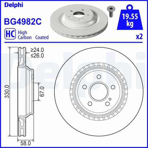 Brake disc delphi bg4982c rear - delphi,