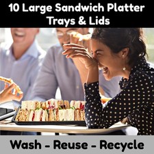 Caterline 10 Large Reusable Food Platters with Lids. Catering Buffets Parties