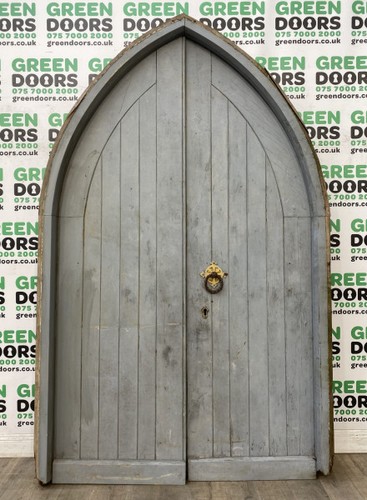 Arched church french doors - church,