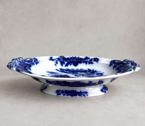Antique flow blue - blue, serving