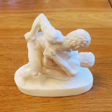 Vintage Alabaster Sculpture Greco Roman  Wrestlers Vintage Small Greek (1k)