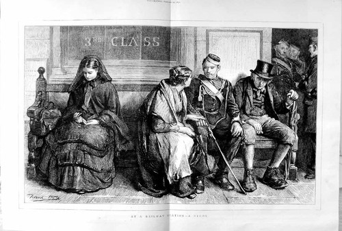 Old antique print 1872 scene - old,