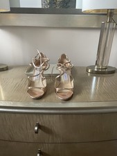 Jimmy Choo Gold Leather Heels Size 37 USED ONCE Gently Worn
