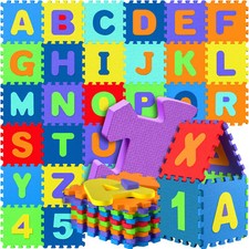 Large Soft Foam EVA Kids Play Mat 86pcs Alphabet Numbers Jigsaw Floor Tiles Set