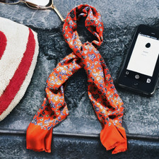 Mens Silk Scarf - Red Paisley 