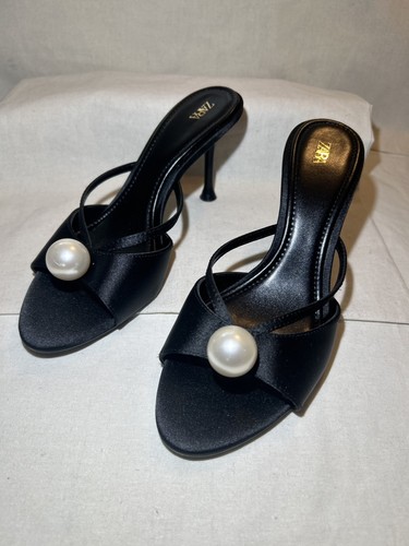 Zara black satin - satin, heel