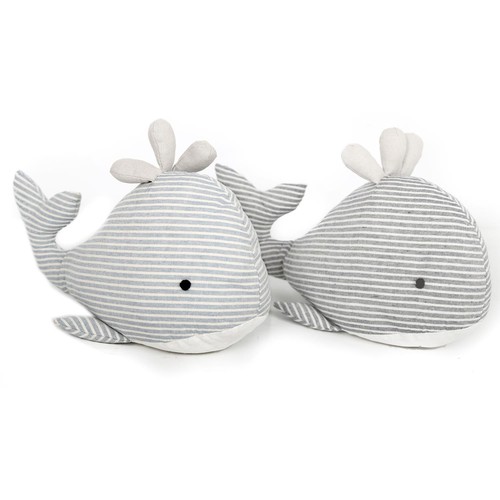 Fabric seashore whale doorstop - seashore,