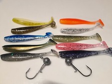 12pc Lure Drop Shot Set Jig Head Soft Worm Shad Paddle Tail pike perch LRF