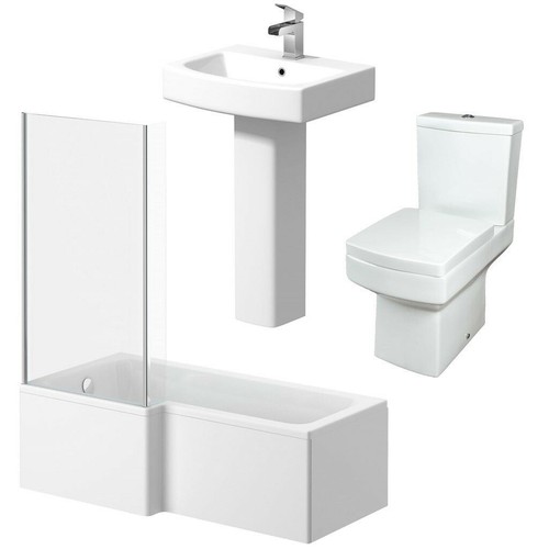 Bathroom suite shaped bath - suite,