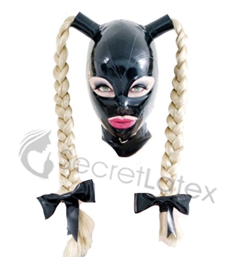 Black latex rubber gummi hood - latex,