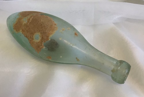 Antique glass torpedo bottle - glass,