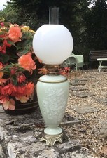 Antique Oil Lamp Celadon Pate